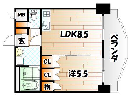 ロイヤルセンターBLD(1LDK/7階)の間取り写真