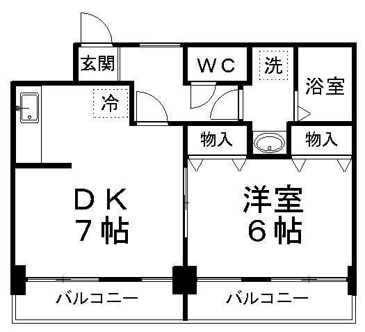 第三ショーケービル(1LDK/4階)の間取り写真