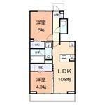 アジュールU(2LDK/1階)の間取り写真