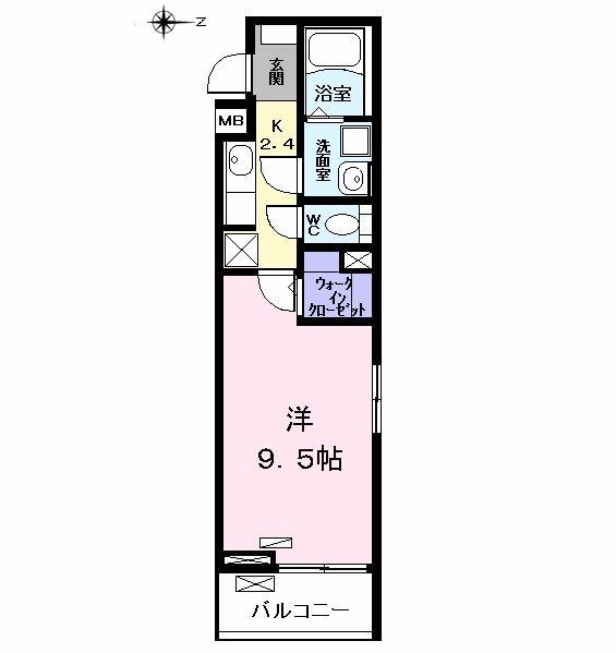 CRANE(1K/2階)の間取り写真
