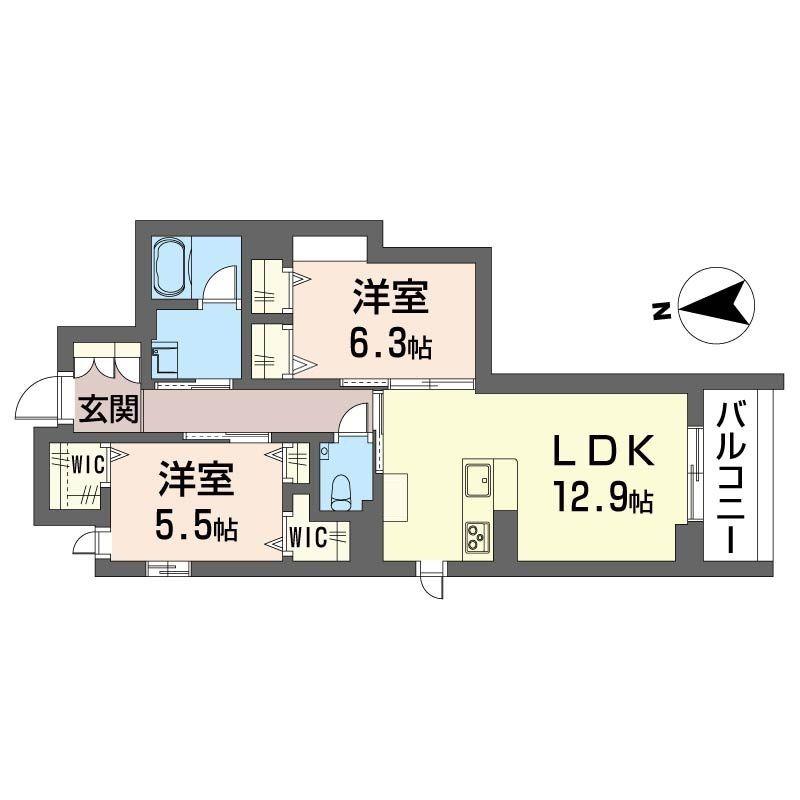 ウエストカサイ西葛西(2LDK/2階)の間取り写真