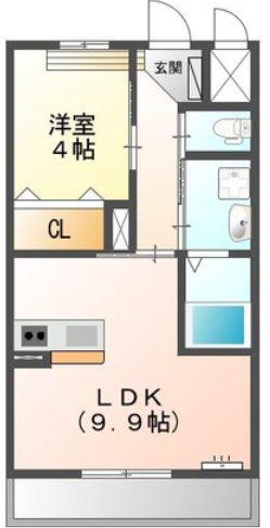 クレジデンス基山(1LDK/1階)の間取り写真