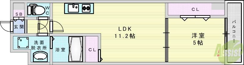 ビエラコート岸部中(1LDK/4階)の間取り写真
