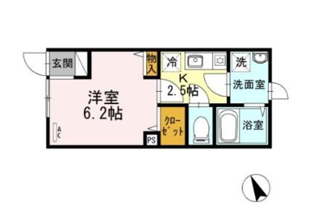 ラ ベレッツァ世田谷(1K/1階)の間取り写真