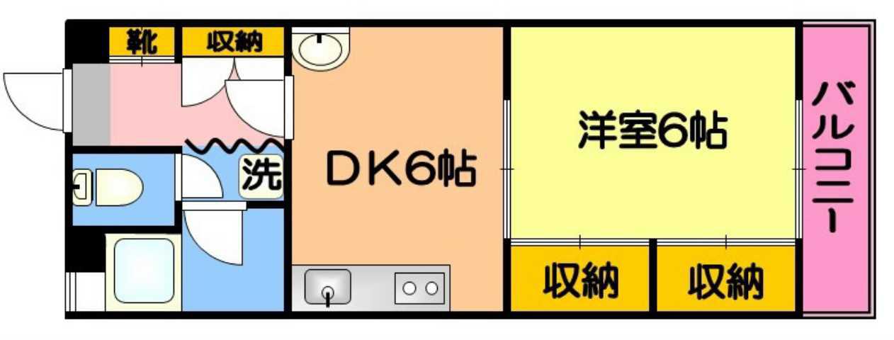 共研ビル(1DK/4階)の間取り写真