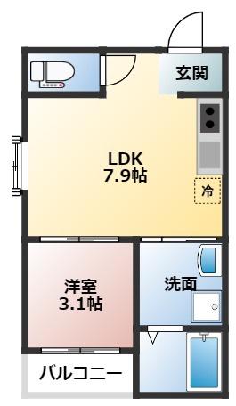 MAJOR壺川(1LDK/1階)の間取り写真