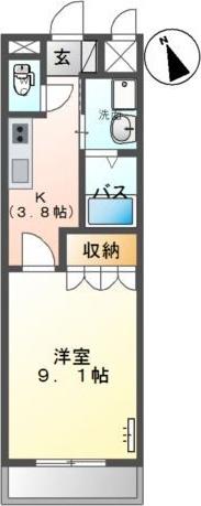 敬愛ハイツA(1K/2階)の間取り写真