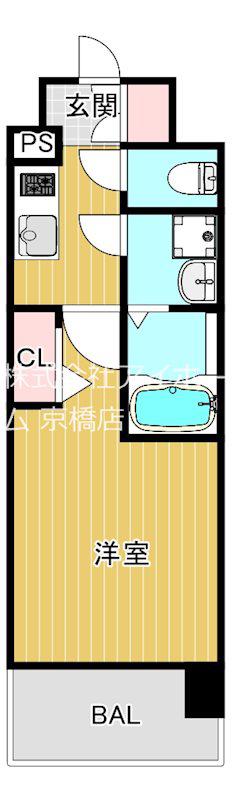 レジュールアッシュ桜宮リバーコート(1K/10階)の間取り写真