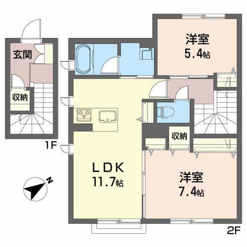 シャーメゾン・グレース(2LDK/2階)の間取り写真