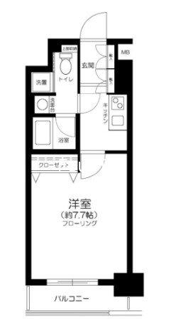 プレールドゥーク京橋(1K/3階)の間取り写真