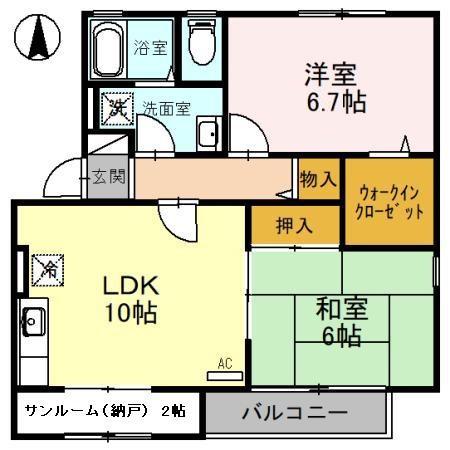 メゾン・パークス C棟(2LDK/1階)の間取り写真