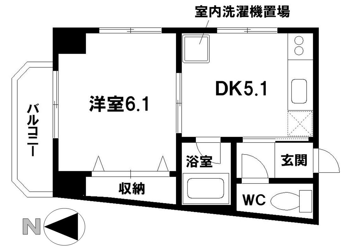 エクセランス台町(1DK/2階)の間取り写真