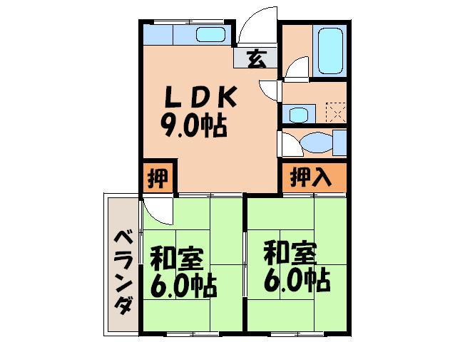 第一惣友ハイツ(2LDK/2階)の間取り写真