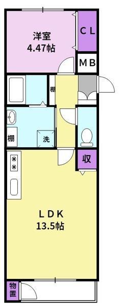 DCフラット(1LDK/3階)の間取り写真