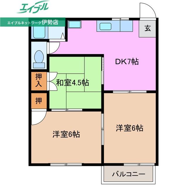 グリーンコーポ小林B(3DK/2階)の間取り写真
