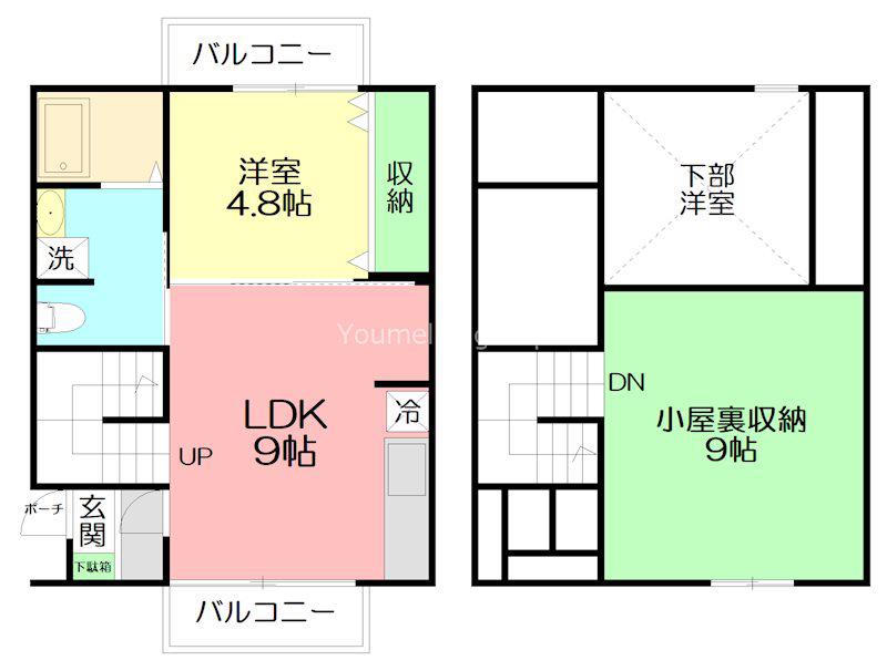 LIFESHIP E棟(1LDK/2階)の間取り写真