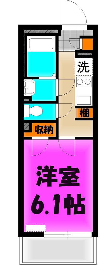 ラギ下落合(1K/2階)の間取り写真