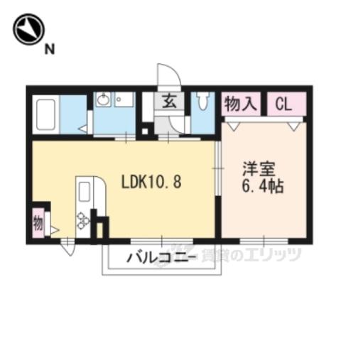 シャーメゾンリーリエ E(1LDK/1階)の間取り写真