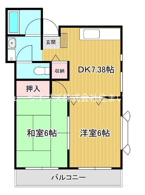 ミスズ97(2DK/2階)の間取り写真