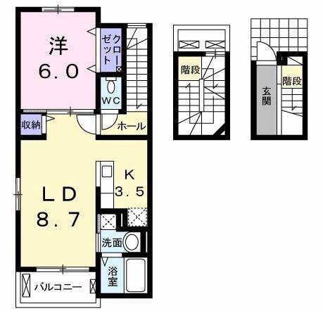 ポルタコスタA棟(1LDK/3階)の間取り写真
