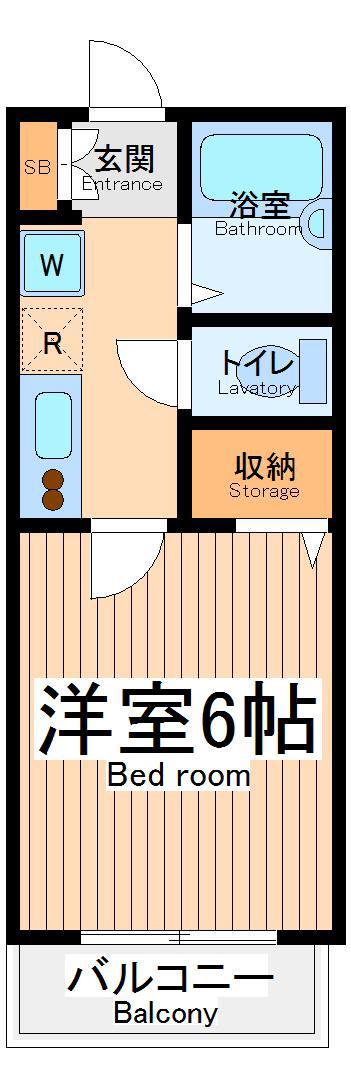 JR中央線 日野駅(東京) 徒歩10分 3階建 築20年(1K/1階)の間取り写真
