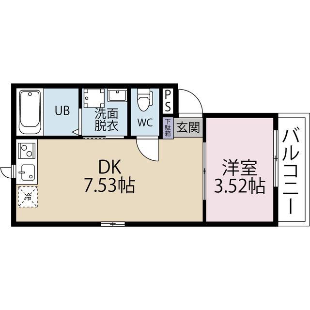 ベアーズ桜木町(1DK/2階)の間取り写真