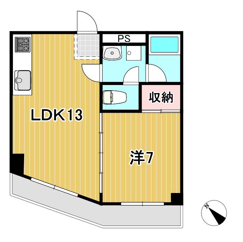 鮎川マンション(1LDK/1階)の間取り写真