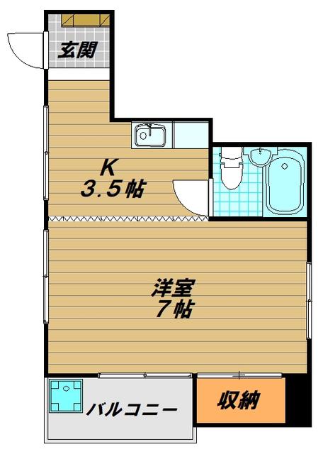 ヤマギマンション(1K/3階)の間取り写真