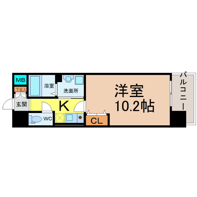 ヒルズ新栄2号館(1K/4階)の間取り写真