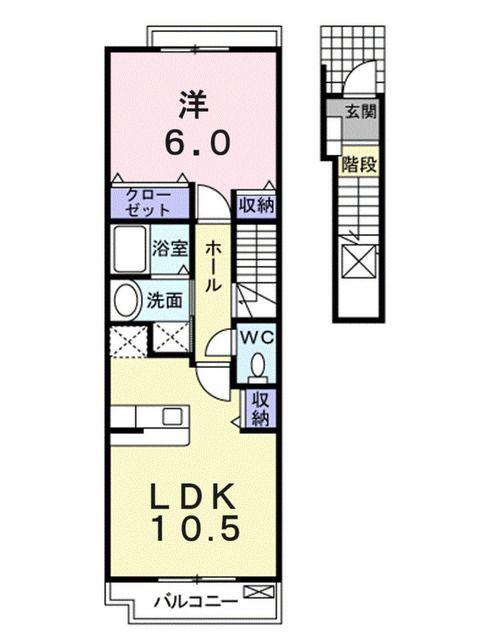 レーベン・バオムC(1LDK/2階)の間取り写真