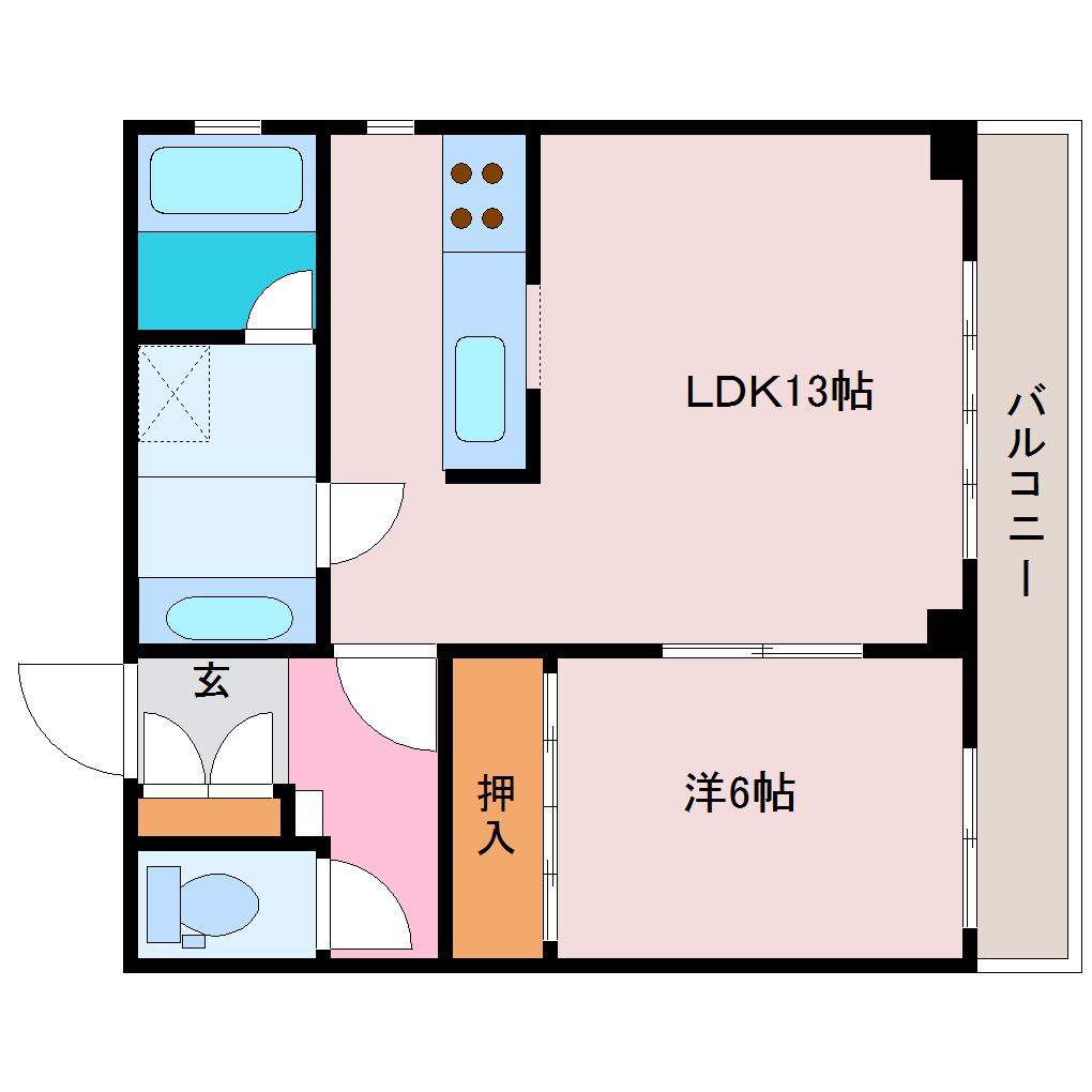 M1ビル(1LDK/4階)の間取り写真