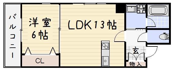 グレイス(1LDK/5階)の間取り写真