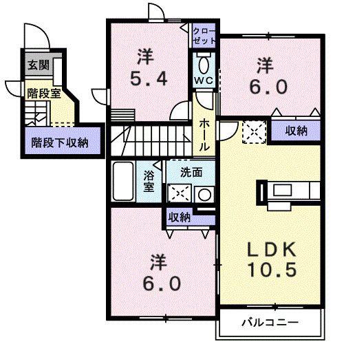 ピスケース(3LDK/2階)の間取り写真
