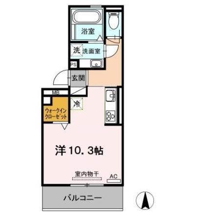 ナチュール(ワンルーム/2階)の間取り写真