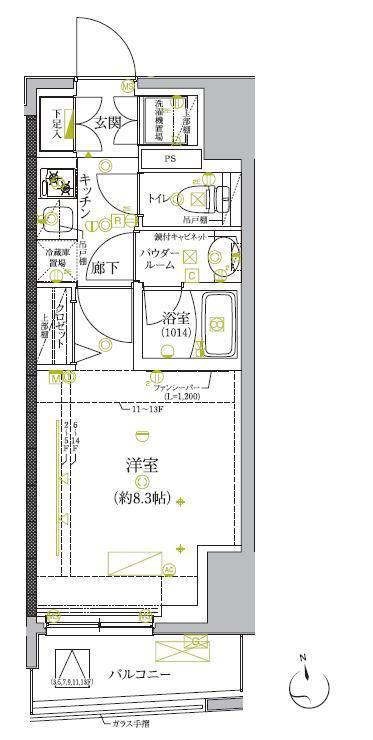 クレイシア板橋モデルノ(1K/3階)の間取り写真