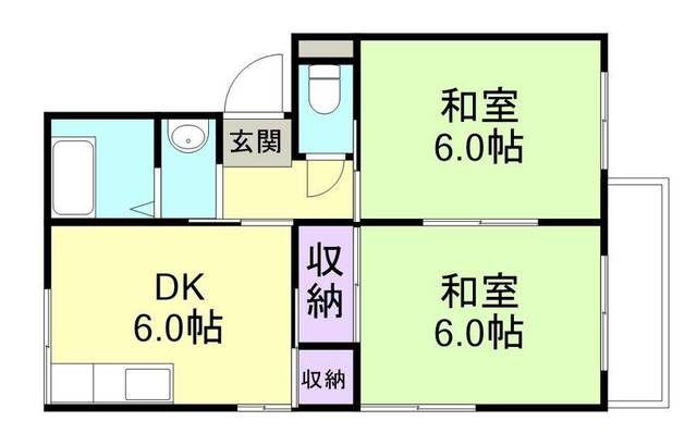 プレジール津森(2DK/1階)の間取り写真