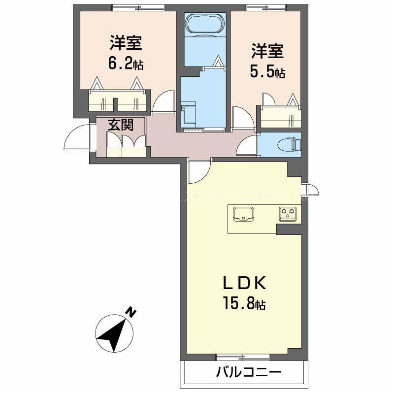 エクセルVI(2LDK/2階)の間取り写真