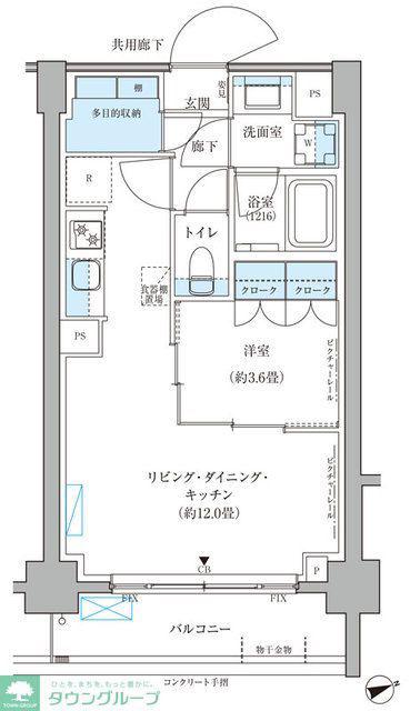パークアクシス文京本郷(1LDK/1階)の間取り写真