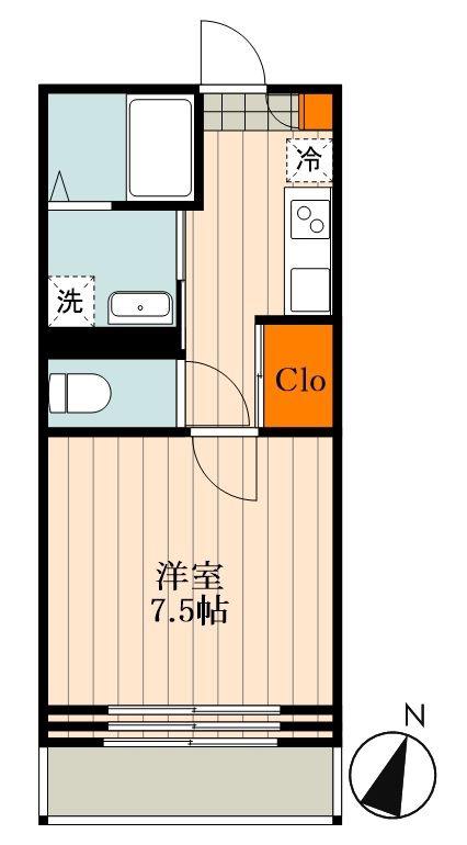 アール桜木(1K/1階)の間取り写真