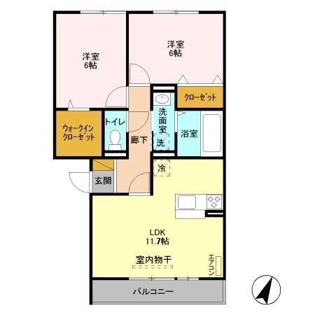 BRANCHE HILL(2LDK/2階)の間取り写真