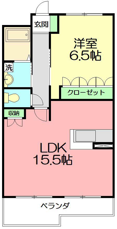 スカイヒルズ(1LDK/4階)の間取り写真