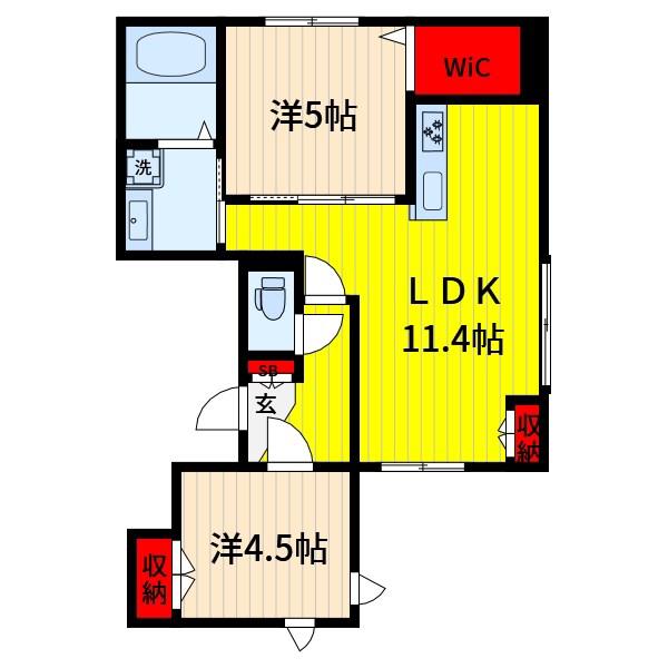MAISON DE SOIE(2LDK/1階)の間取り写真