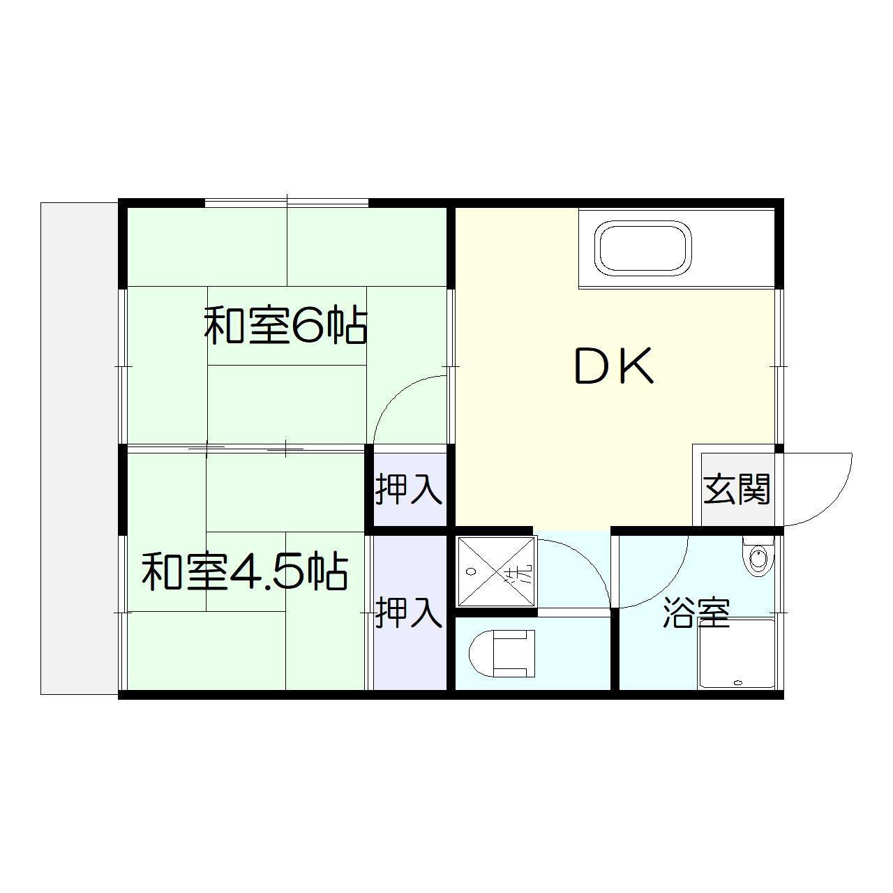 楠ヶ台荘(2DK/1階)の間取り写真
