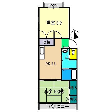 ロイヤルハイツ山岡(2DK/3階)の間取り写真