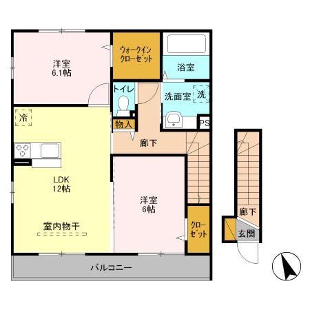 ラ・ルーチェA(2LDK/2階)の間取り写真