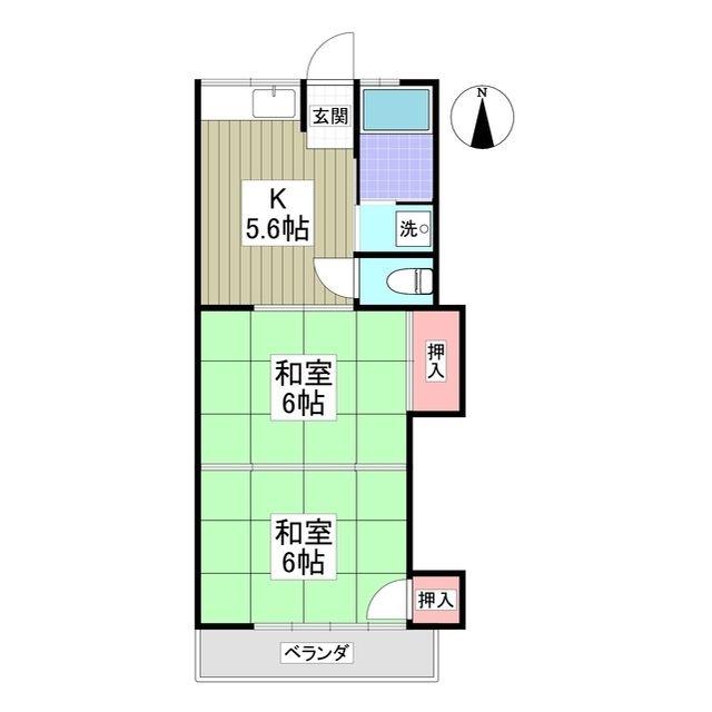 第二静和荘(2K/2階)の間取り写真