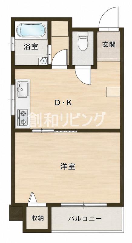 アメニティプレイスコヤナギ(1DK/3階)の間取り写真