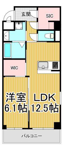 レアグランツ東難波1(1LDK/1階)の間取り写真