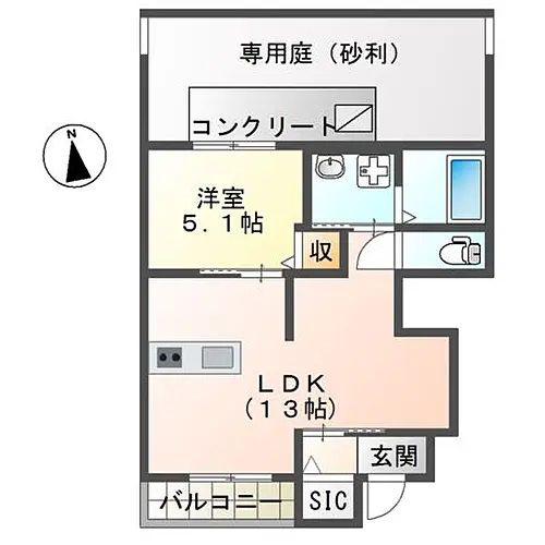 パラドール(1LDK/1階)の間取り写真
