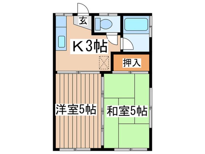 ヴィラ下北沢(2K/2階)の間取り写真